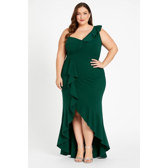 Dresses & Skirts - Women's Formal One-Shoulder Ruffle Maxi Dress - NWT - 2XL